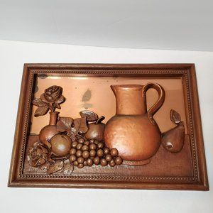 Coppercraft Guild 3D Art, Vintage Copper Metal Syroco Still Life Wall Hanging